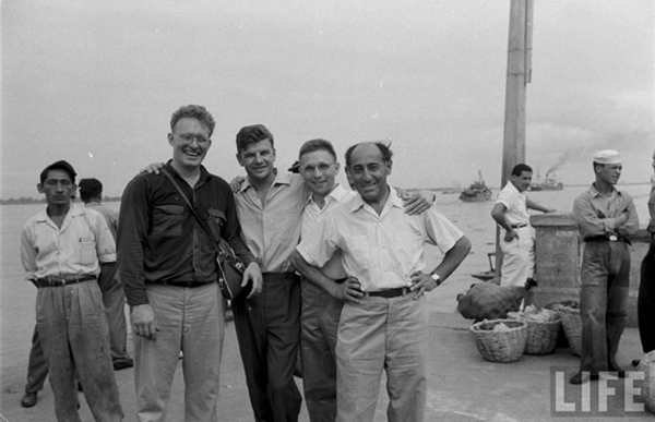 Freund, Eibl-Eibesfeldt, Bowman and Eisenstaedt, 1957, on their way to Galapagos